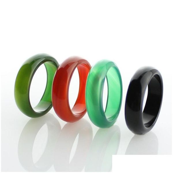 Band Ringe Persönlichkeit 18mm Natürliche Chalcedon Achat Hohe Eis Jade Ring Für Frauen Mode Schmuck Paar Geschenk Drop Lieferung dhfnk