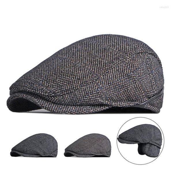 Berretti Cappello Uomo Autunno Inverno Protezione per le orecchie Sboy Caps Per Vintage Beret Flat Gatsby Painters Cappelli Driver Ivy Boina