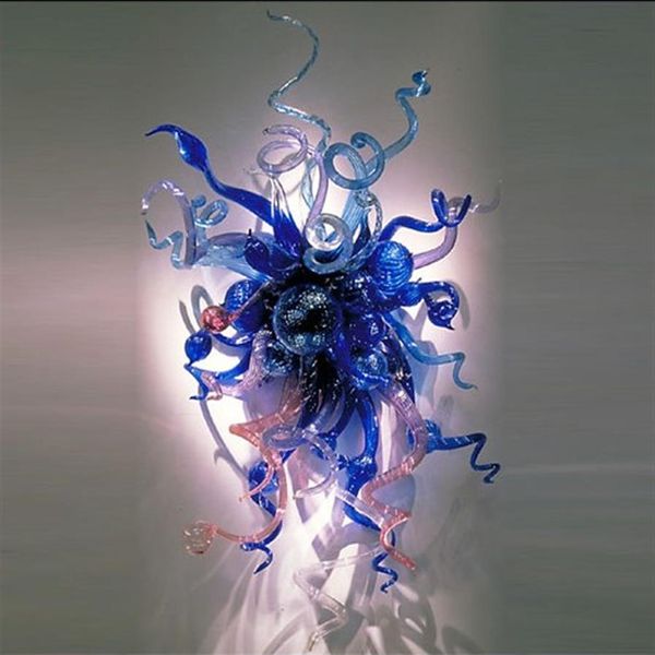 Moderne Wandlampen im Murano-Chihuly-Stil, blaues Glas und Kunstdekoration, Beleuchtung, Wandleuchte, Blumendekaration243G