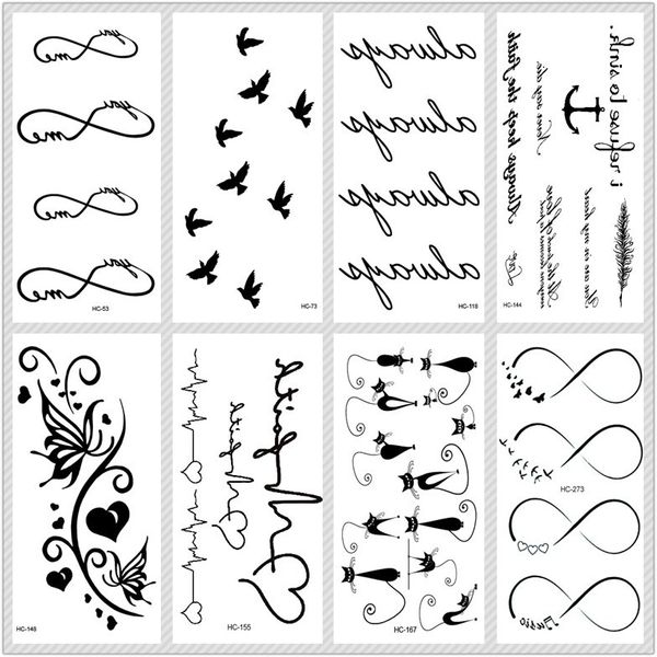 Rocooart Classic Black Tattoo Cat Bird Fake Tattoo Tatuajes Hand Tatouage Body Waterproof Temporary Tattoo Sticker Small Taty