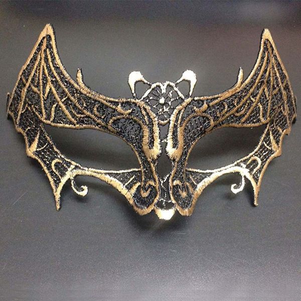 New Sparkling Bat Vampire Lace Eye Mask per Masquerade Halloween Bar Donna Uomo Sexy Costume Party Gold Masquerade Decoration