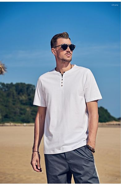 Мужские рубашки T1195 в американском стиле молодежное отдых Лето V-образное оформление кнопок