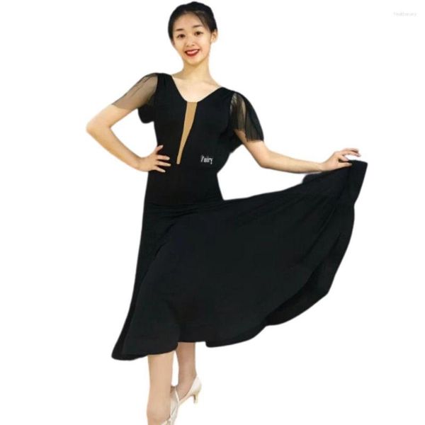 Abbigliamento da palcoscenico Abito da competizione per sala da ballo di valzer Costume da esibizione di danza standard Abito da sera per donna Abiti da tango senza schienale sexy