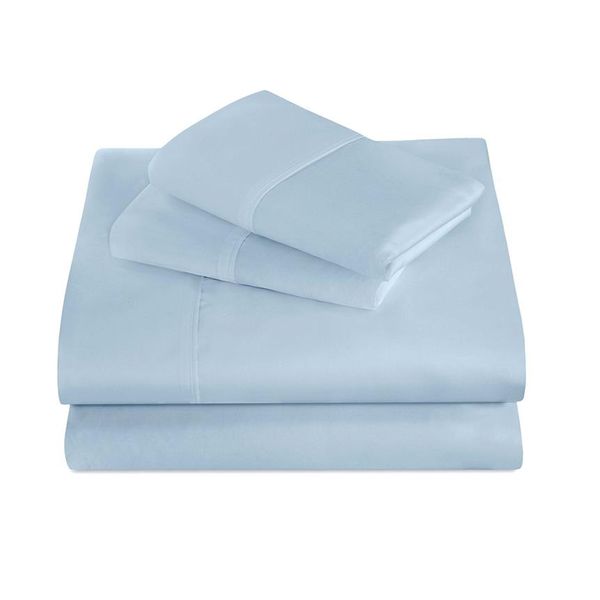 Conjunto de roupa de cama de algodão para lixar inverno 3 peças Lençol de cama escovado azul claro Lençol com elástico Bolso profundo Twin Twin XL Roupa de cama 281h