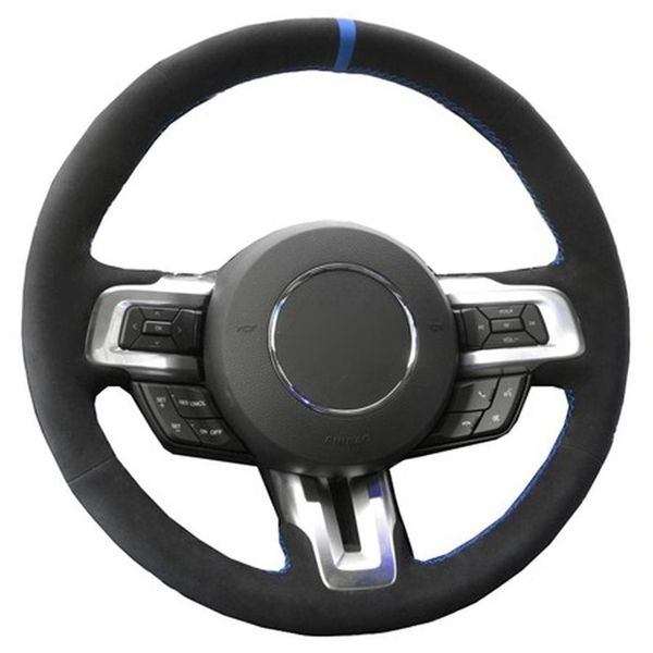 Copertura del volante dell'automobile cucita a mano fai-da-te in pelle scamosciata per Ford Mustang 2015 2016 2017 2018 2019-ora Auto Car Styling281V