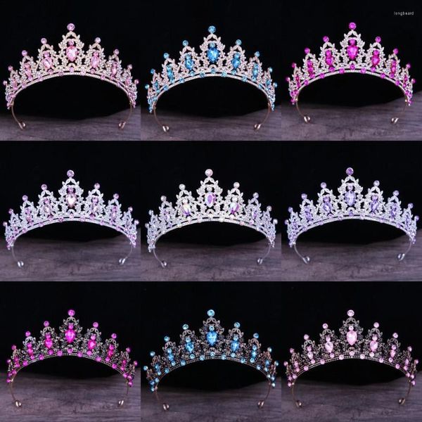 Grampos de cabelo Retro Preto Strass Casamento Tiara Cristal Coroa de Noiva Cor Dourada Diadema Véu Tiaras Acessórios Headpieces