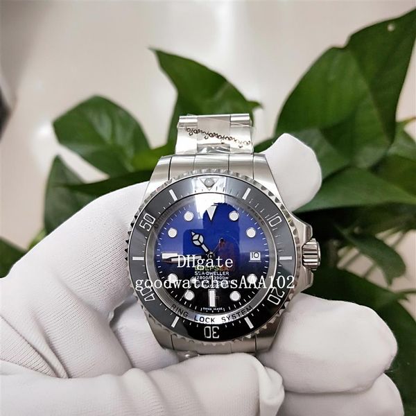 Incrível moldura de cerâmica de alta qualidade vidro de safira 44 mm m126660 116660 mostrador preto azul 8215 relógio mecânico automático masculino relógios 284U