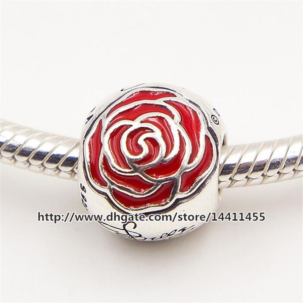 2015 Yeni 925 STERLING Silver Belle Büyülü Gül Charm Boncuk Kırmızı Gülle Boncuklu Avrupa Pandora Takı Bilezikler Kolyeler Pen212g