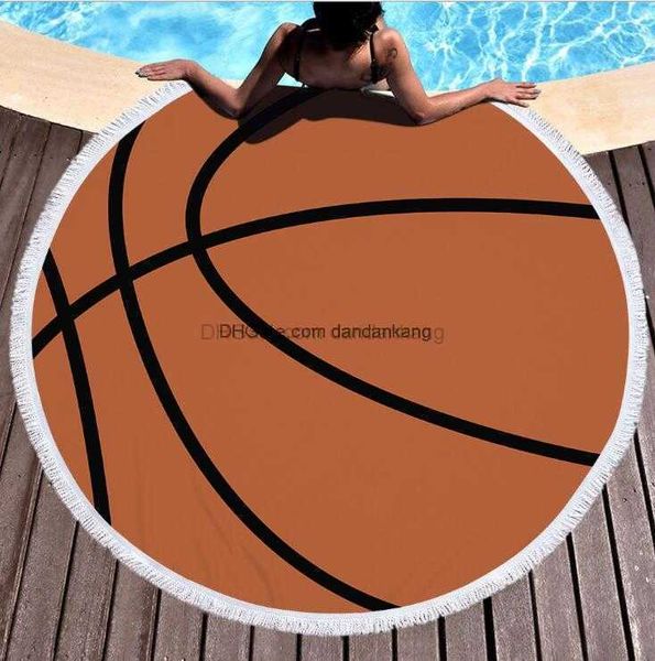 150 cm multifunzionale all'aperto asciugamano da spiaggia rotondo pallacanestro calcio pallavolo stampa coperta nuotare piscina materassini da campeggio picnic pad