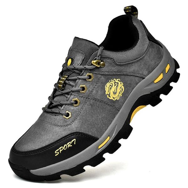 Boots hikeup ilk katman pigskin açık yürüyüş ayakkabıları deri erkek ayakkabıları düşük üst seyahat dağcılık trekking spor ayakkabı