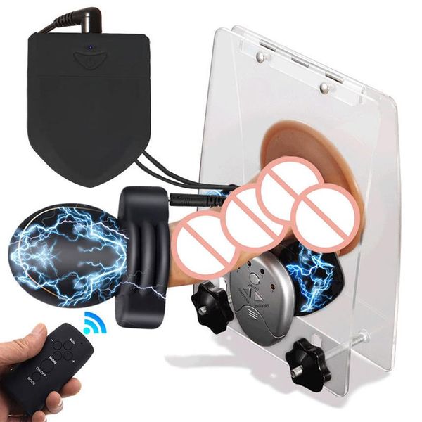 Estimulador de pene Electro sexy, anillo eléctrico para pene para hombres, tortura Bdsm, jaula de plástico, trituradora de bolas, juguetes Estim Testicle311Z