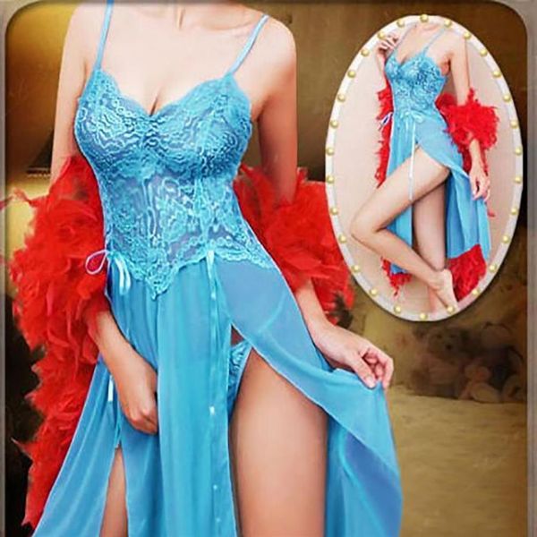 Kadınlar Seksi iç çamaşırı Dantelli Sweetwear elbise seti Babydoll artı boyut G-String #R452964