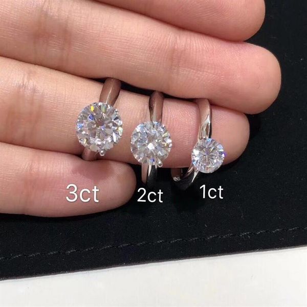 I gioielli Crystal Woman hanno il timbro artiglio in argento sterling 925 anelli di diamanti da 1-3 carati moissanite da donna sposano set da sposa di fidanzamento 253L