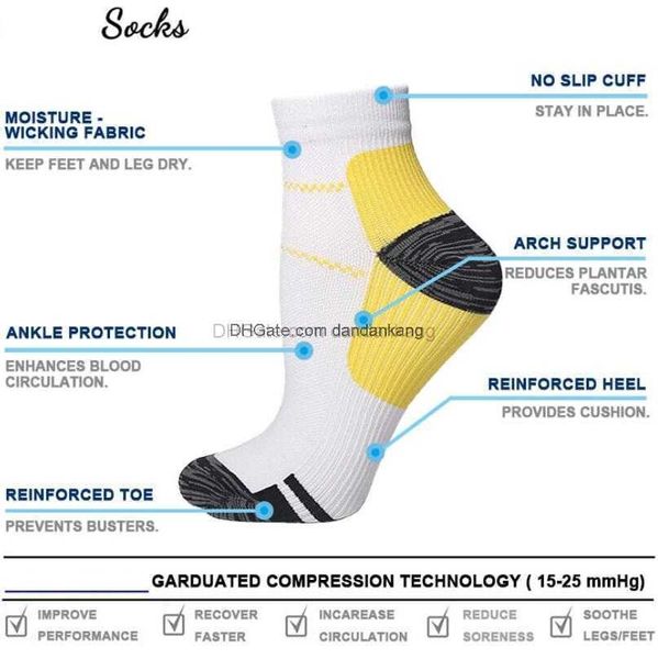 Moda Sport Corsa Calzini a compressione in cotone Ciclismo all'aperto Escursionismo Campeggio Calzino da basket traspirante Pantofola Yoga Pilates Esercizio tennis Glof sox