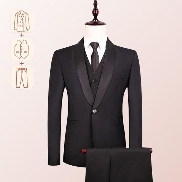 Мужские костюмы 3PCS Sut Set Mens Высококачественный бизнес-профессиональный работник профессионального офиса в офисе