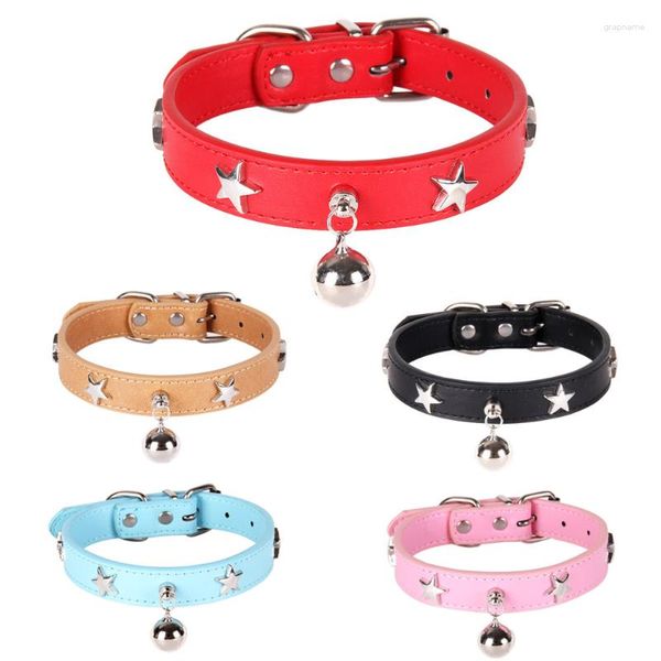 Hundehalsbänder, Stern-Katzenhalsband mit Glöckchen, personalisiertes Haustier, PU, verstellbare Kätzchen-Halskette für Welpen, kleine, mittelgroße und große Hunde