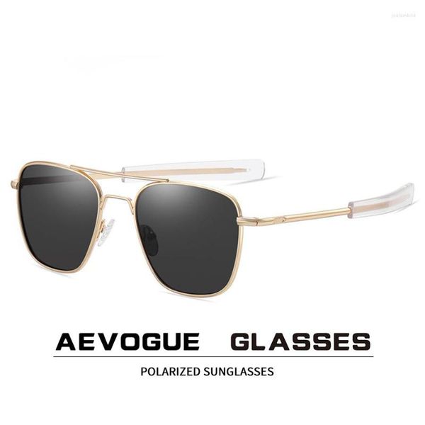 Óculos de sol masculino AEVOGUE polarizado feixe duplo armação de metal estilo piloto esportes ao ar livre pesca condução UV400 AE1538