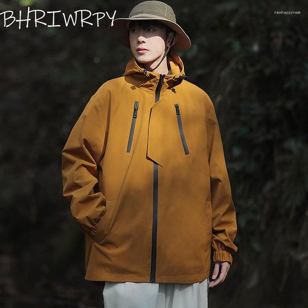 Giacche da uomo BHRIWRPY 2023 Cappotto carica primavera e autunno Versatile Giacca da lavoro allentata funzionale con cappuccio Giacca da moto Top