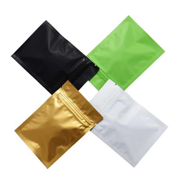 Sacchetti con chiusura lampo con chiusura lampo in oro nero verde superficie opaca Sacchetti termosaldabili in alluminio colorato Mylar Sacchetto per alimenti 274a