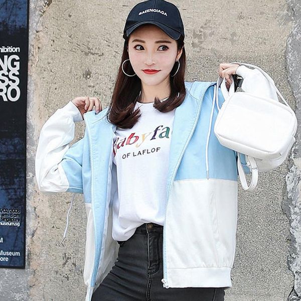 Kadın Ceketleri Zoki Sonbahar Karikatür Ceket Kadın Baskı Mektubu Kaplama Kadın Kapşonlu Patchwork Lady Öğrenci Kore Moda 2023