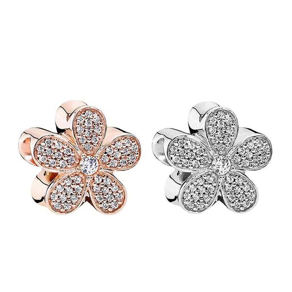 Charms di alta qualità 925 Sterling Sier Rose Gold Flower Charm Beads per bracciali e collane Pandora originali Gioielli da donna Fai da te Dr Dhnxq