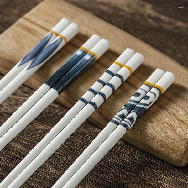 Aufbewahrungsbeutel 5 Paar/Set Keramik Essstäbchen im japanischen Stil Knochenporzellan Lange Sushi Essstäbchen Geschirr Geschenke