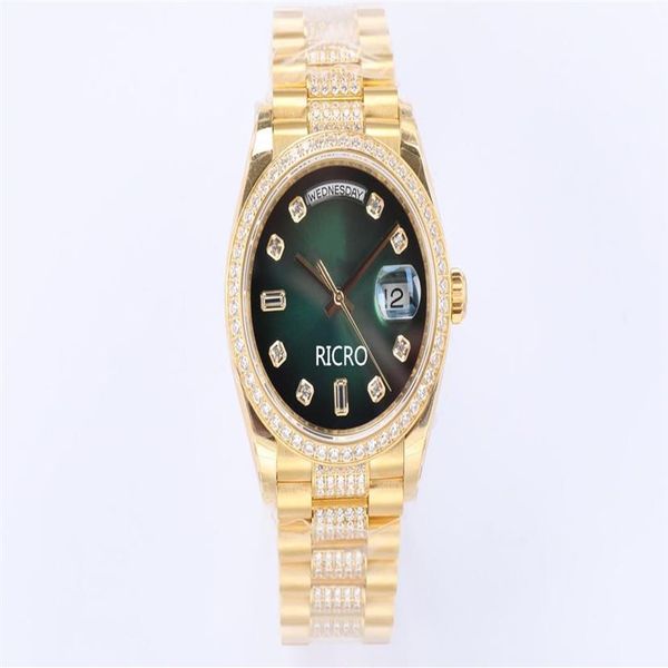 Relógio feminino mais vendido da fábrica EW 36 mm linha intermediária anel de diamante 2836 movimento mecânico espelho de safira moda casual esporte 282d