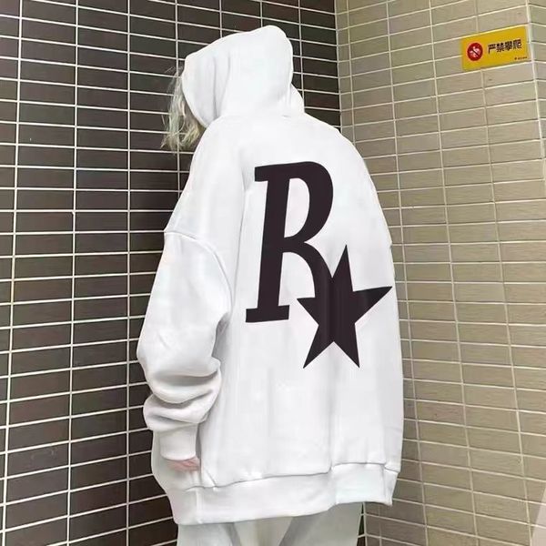 Erkek Hoodies Sweatshirt Mektup İlkbahar ve Sonbahar Kazak Erkek Kadın Davlumbazlar Büyük Boy Gevşek Amerikan Retro Ceket Siyah Çift Top Hoodie Estetik 230721