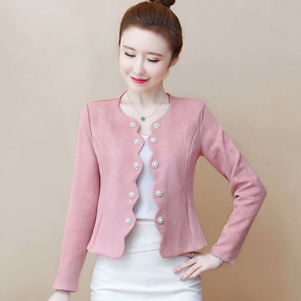 Damenjacken #5364 Schwarz Weiß Rosa Rot Kurze Jacke Frauen Knöpfe Büro Strickjacke Mäntel Femme Slim Oberbekleidung Koreanische Stil Dünne Frühling Sommer 230721