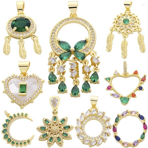 Cantamenti di gioielli di cristallo di lusso pendenti oro tassel piuma cross cuore per produrre accessori per gioielli fatti a mano