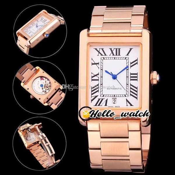 3A Watches 31mm 5200026 Extra Large A2813 Orologio automatico da uomo quadrante nero Roma Mark lancette blu cinturino in acciaio oro rosa orologio da polso2021