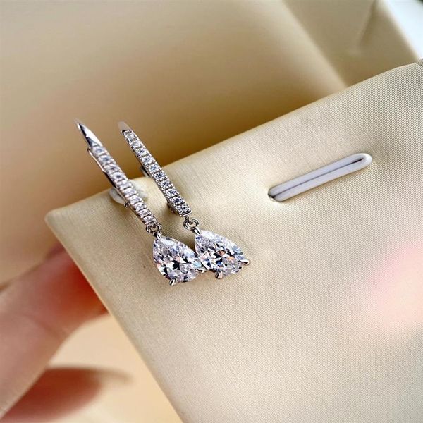 S925 Argento Lussuoso orecchino a goccia di qualità con diamante scintillante per regalo di gioielli da sposa da donna PS3744319n