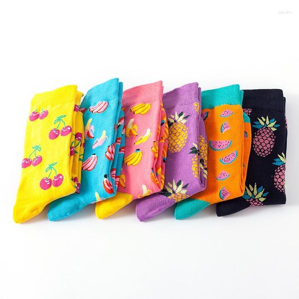 Herrensocken, bunte Damen-Baumwoll-Crew, lustiges Bananen-Frucht-Muster, kreative Damensocke für Geschenke, Business, Party, Kleid, Mann