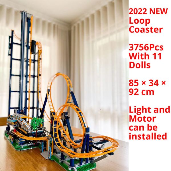 Aktionsspielfiguren 3756PCS Loop-Achterbahn mit Motor City Kreativer Baustein Kunststoffmodell 10303 Ziegelspielzeug für Kinder Weihnachtsgeschenke 230721