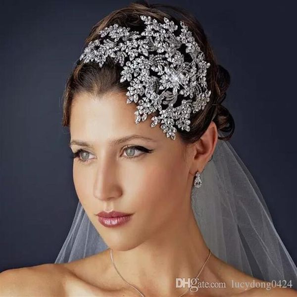 Neue Hochzeit Braut Kristall Strass Silber Königin Stirnbänder Tiara Kopfschmuck Prinzessin Haarschmuck Festzug Abschlussball Einzelhandel Schmuck240r