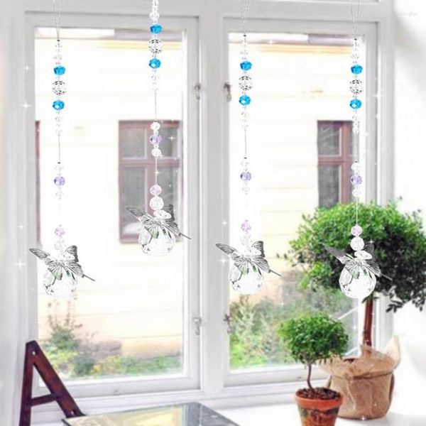 Gartendekorationen, Metall-Schmetterlings-Kristall-Sonnenfänger-Anhänger, guter Brechungseffekt, Windspiele für Fenster, Zuhause