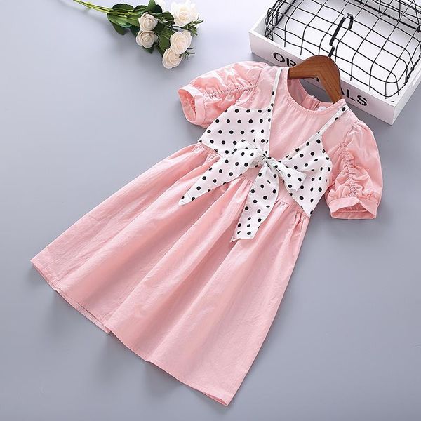 Mädchenkleider 4-10 Jahre Hochwertige Sommerkleidung 2023 Mode lässig Solid Pink Blue Purple Kinder Kleid Kleid