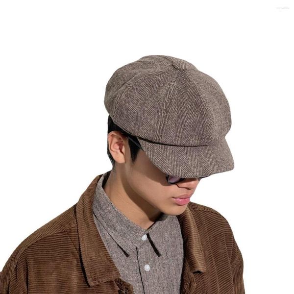 Berretti 2023 Velluto a coste Uomini Boina Feminina Baret Inverno Caldo Classico Sboy Visiera Cappelli Per Bere Touca Inverno Cap