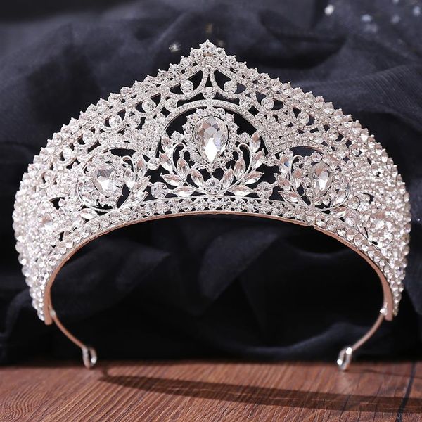 Corona nuziale di lusso Copricapo Sparkle Cristalli di strass Corone nuziali Fascia di cristallo Accessori per capelli Diademi per feste Barocco c2457