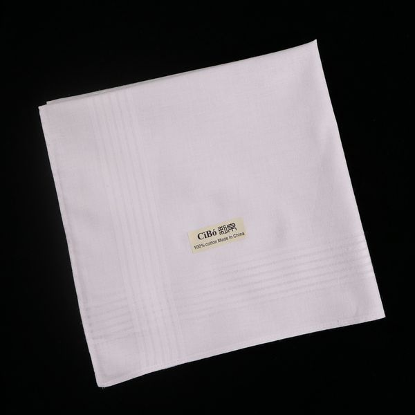 Asciugamano M005 12 pezzi Tessuto Raso Cotone Bianco Misura Grande Orlo Cucito Fazzoletto Uomo 230721