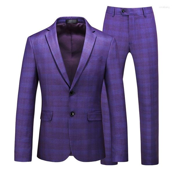 Abiti da uomo 2023 di alta qualità 2 pezzi maschio Fit Business Grid Stripe Fashion Boutique Slim Groom Man banchetto abito da sposa