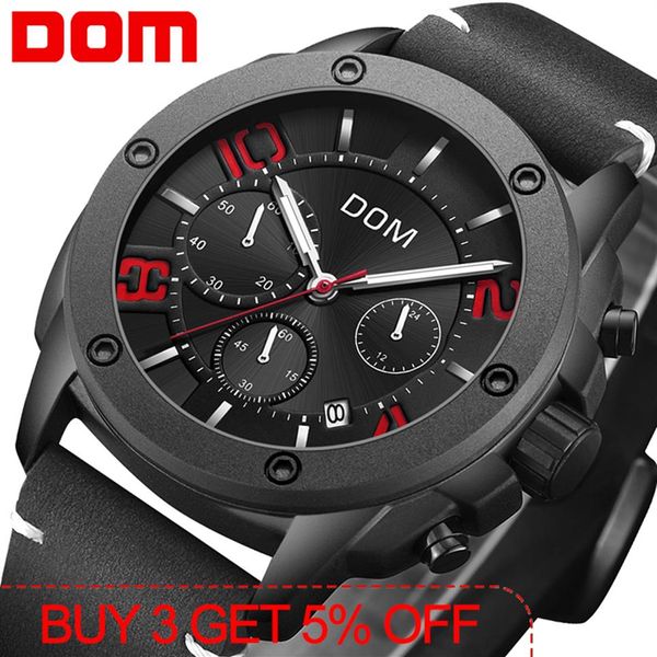 Reloje Dom Men Watch Male Teather Automatic Date Quartz Watch Mens Luxury Brand Водонепроницаемые спортивные часы M-1229BL-1M4276N