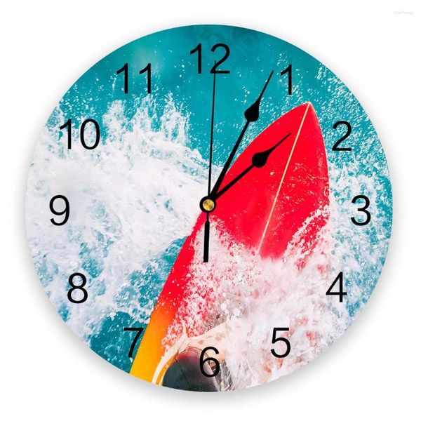 Orologi da parete Tavola da surf Splash Orologio da camera da letto estivo Grande cucina moderna Sala da pranzo Orologi rotondi Orologio da soggiorno Decorazioni per la casa