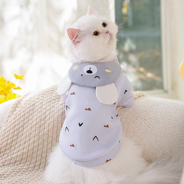 Trajes de gato suéter fofo para animais de estimação sem pêlos azul à prova de pelos baiacu cachorro pequeno roupas de duas pernas por atacado