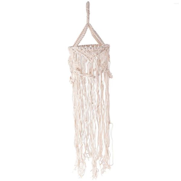 Portalampada Lampadario Boho Decor Intrecciato a mano Fascino Macrame Appeso a parete Paralume a castello Mandala