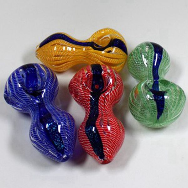 Cachimbos de vidro grossos de pirex colorido, feitos à mão, filtro portátil, ervas secas, tabaco, colher, tigela, suporte para cachimbo de água, inovador, tubo de mão