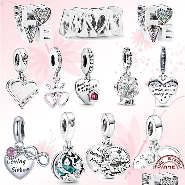 Charms 925 Sterling Sier Pandora Charm Celeste Stella cadente Cuore Perline Adatto per Bracciale classico da donna Gioielli di moda Regalo Dh15Z