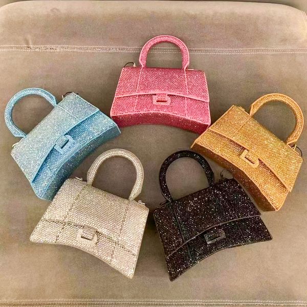 Borsa stilista di moda Pochette in vera pelle Portafogli da donna Borsa con manico superiore Clessidra Borse cosmetiche con diamanti a tracolla Borsa a tracolla da uomo con cinturino a tracolla