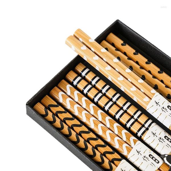 Bacchette 5 Bamboo Antiscivolo Paio A Punta Fatti A Mano Sushi Per Simpatici Bastoncini Riutilizzabili In Legno Naturale