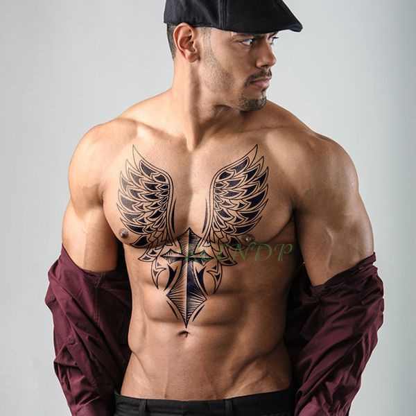 Autoadesivo del tatuaggio temporaneo impermeabile Croce Ala Angelo tatuaggio su tutta la schiena grande tatto flash tatoo tatuaggi finti per donna Uomo Ragazza